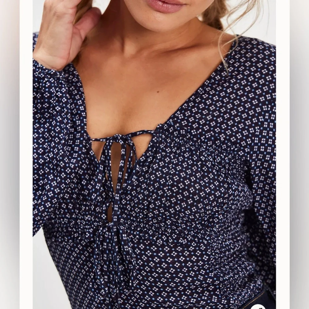 Free people intimately free Sunny Meadows navy combo Bodysuit size‎ medium new